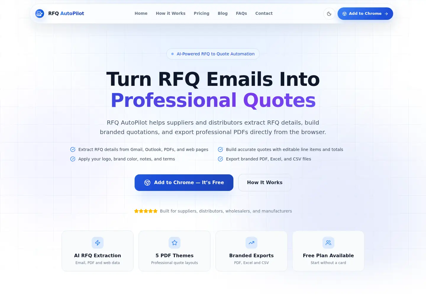 Captured homepage of rfqautopilot.com in the current scan