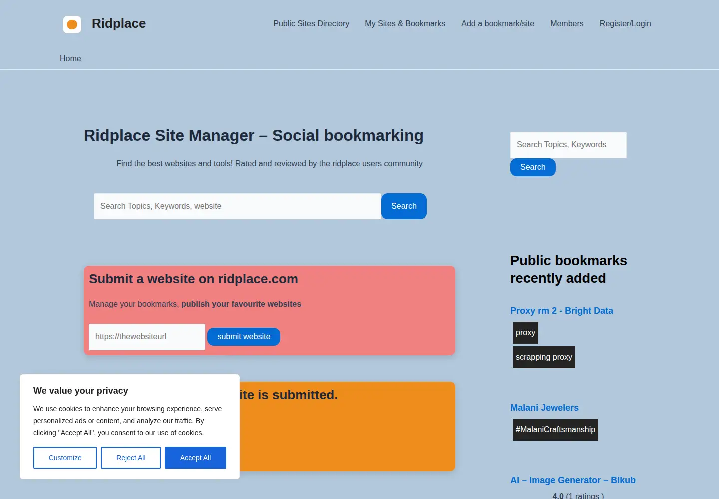 Screenshot of ridplace.com