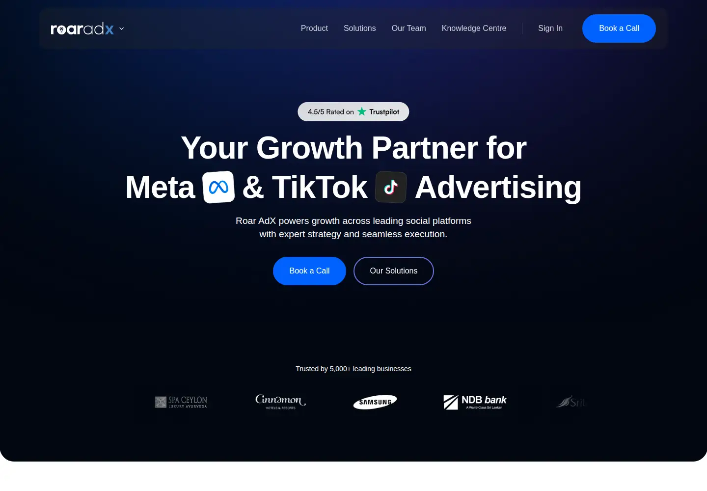 Captured homepage of roaradx.com in the current scan