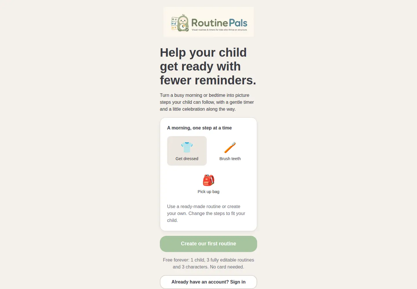 Screenshot of routinepals.com