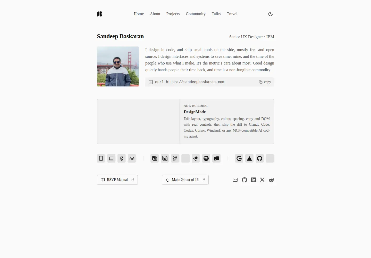 Screenshot of sandeepbaskaran.com