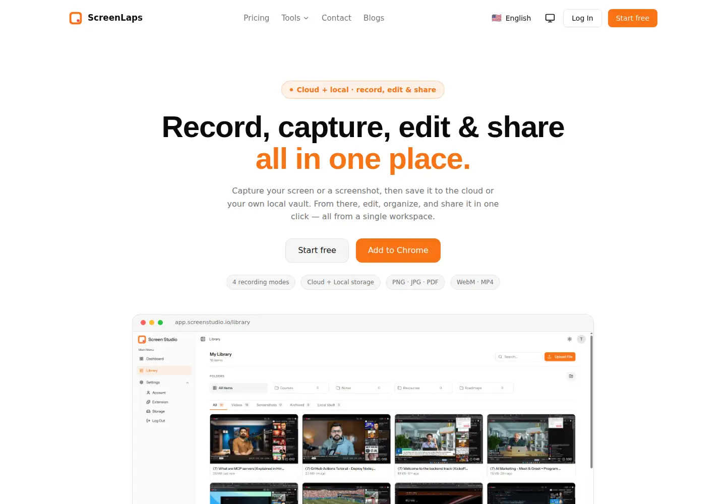 Screenshot of screenlaps.com
