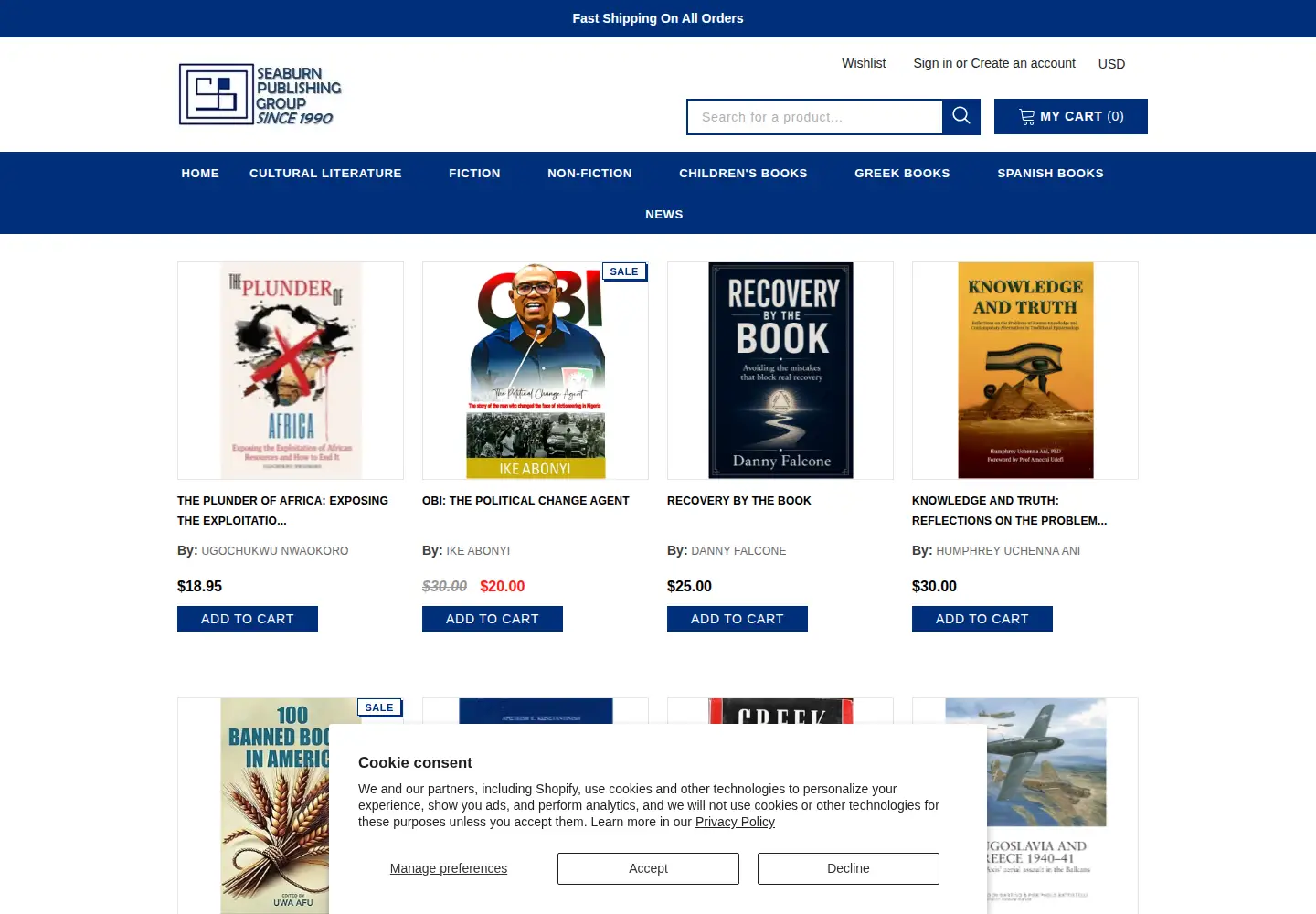 Screenshot of seaburn-books.com
