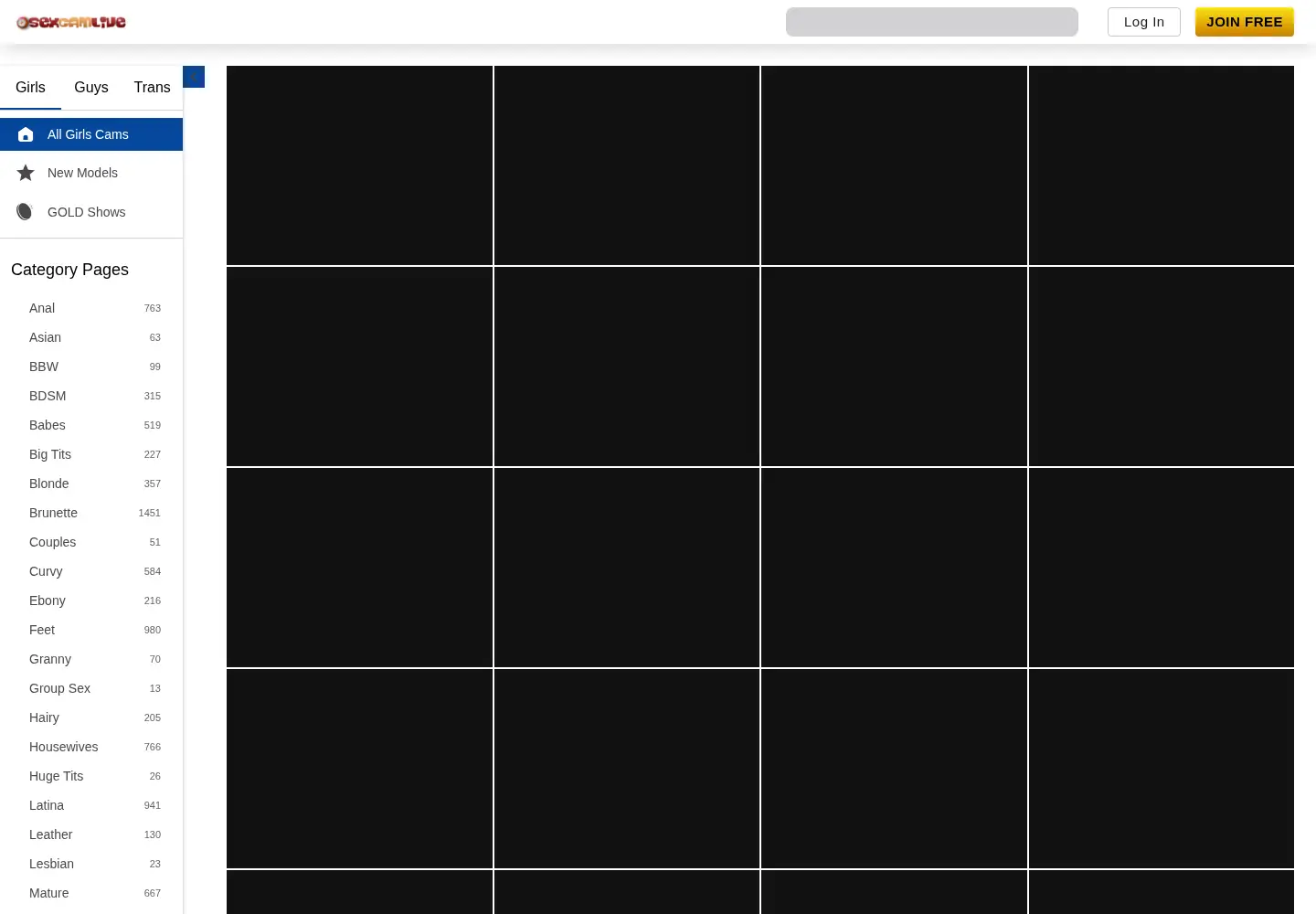 Captured homepage of sexcamlive.com in the current scan