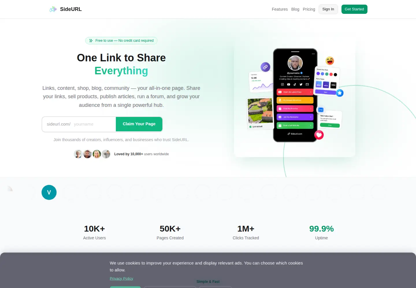 Screenshot of sideurl.com