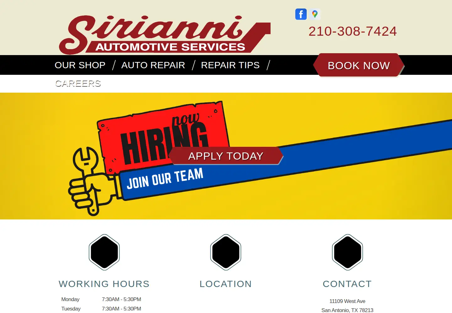 Captured homepage of sirianniautomotive.com in the current scan