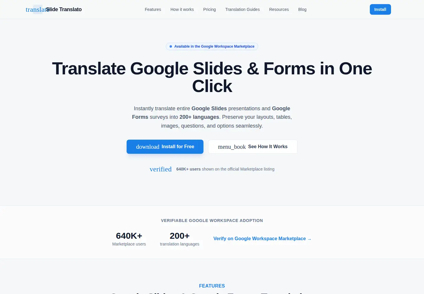 Captured homepage of slidetranslato.com in the current scan