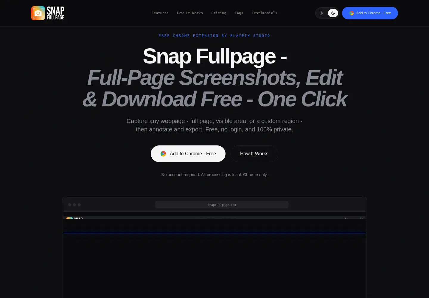 Screenshot of snapfullpage.com
