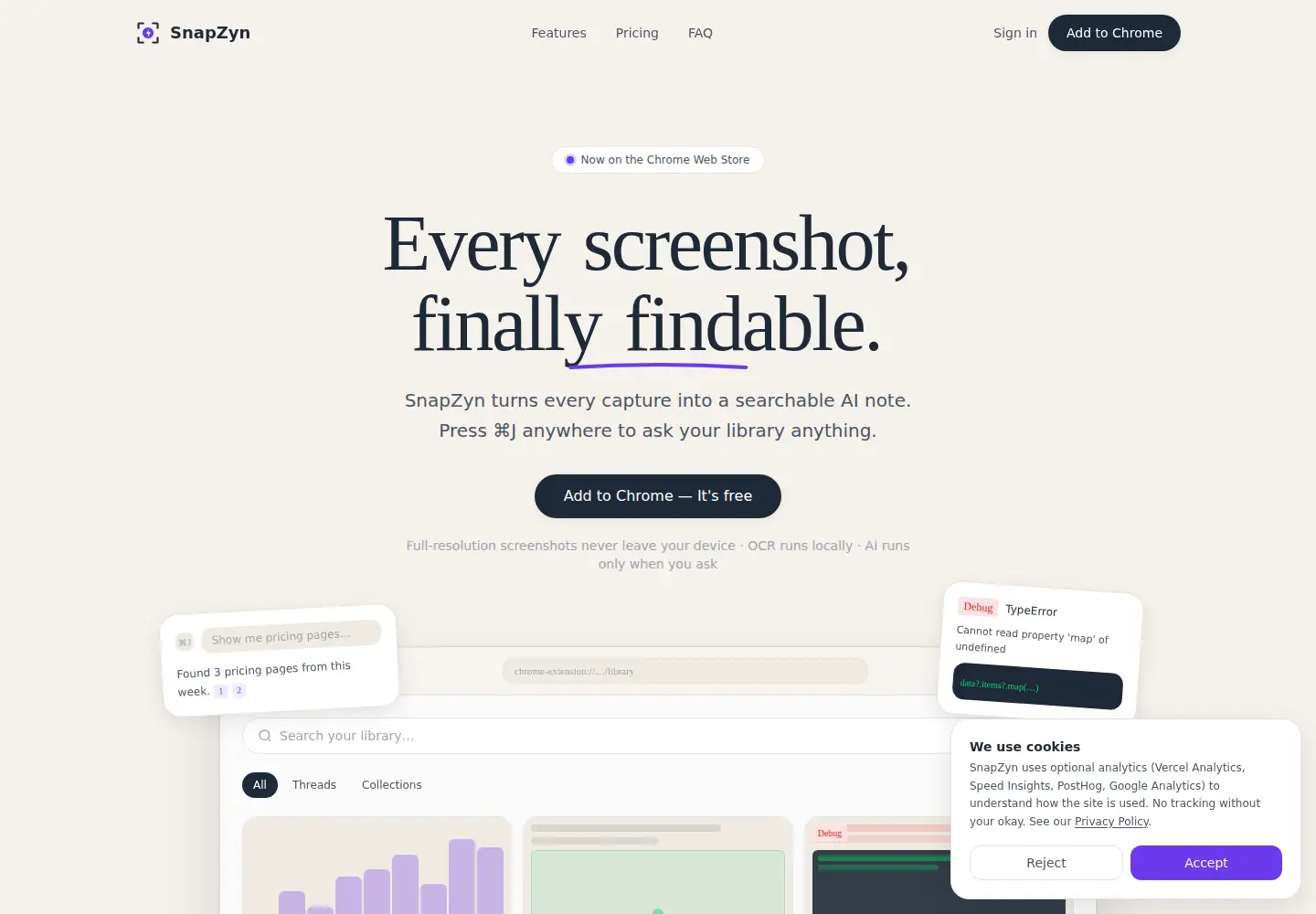 Screenshot of snapzyn.com