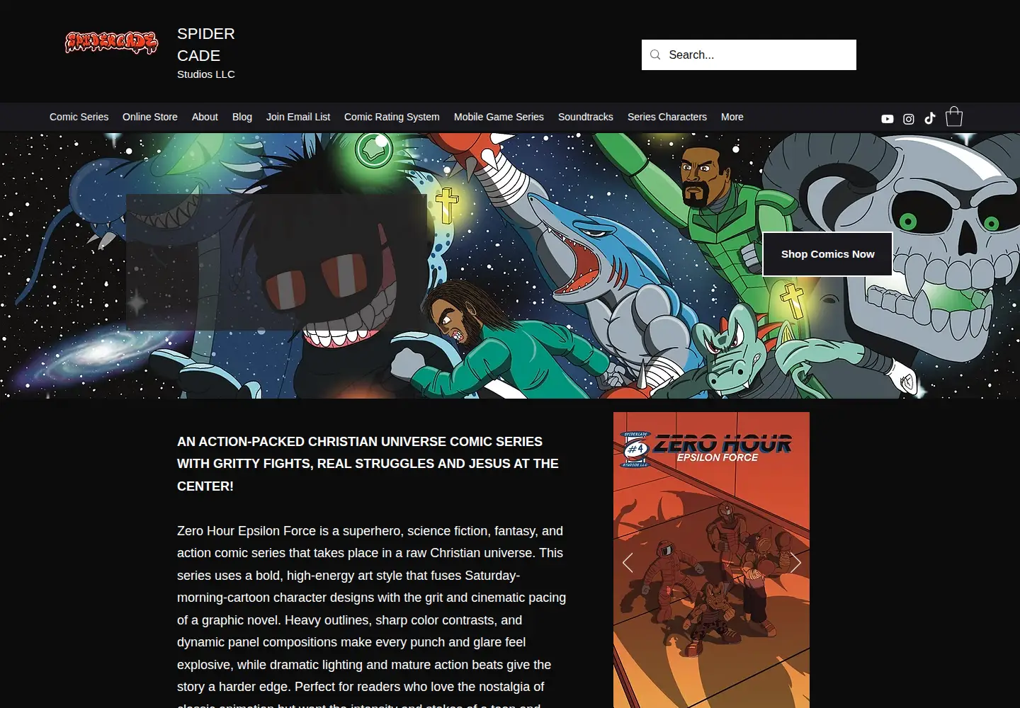 Screenshot of spidercadestudios.com