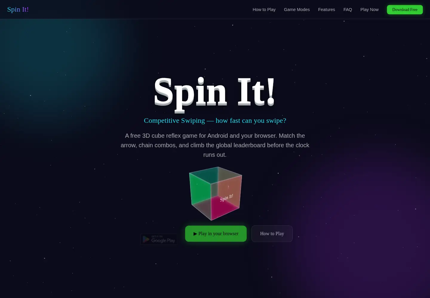 Captured homepage of spinitgame.com in the current scan