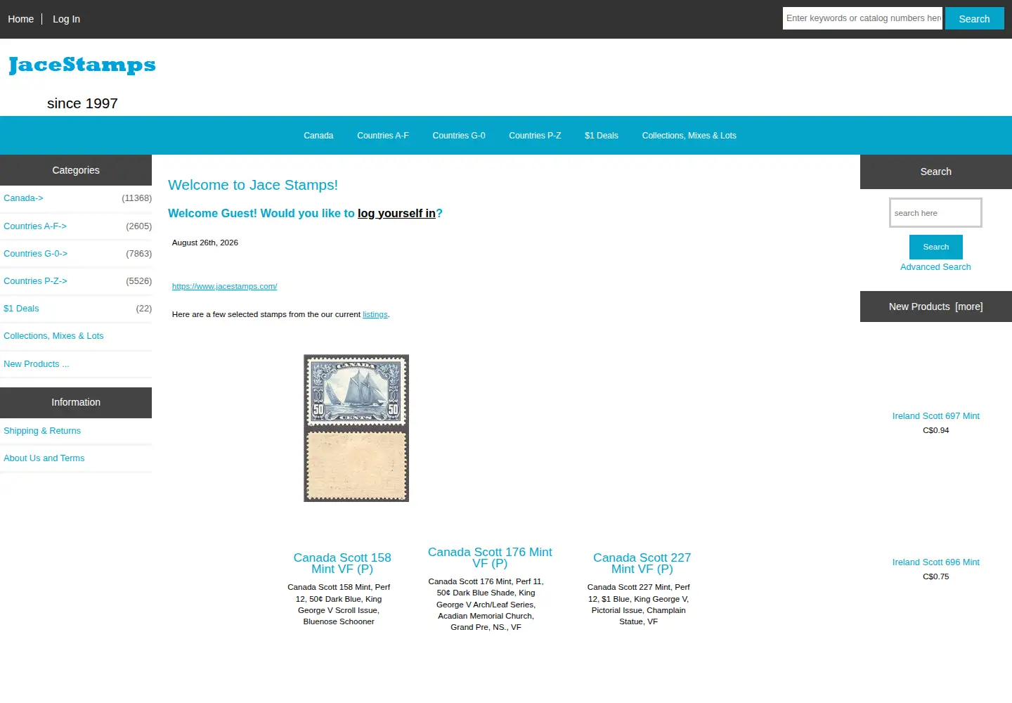 Captured homepage of stamphead.com in the current scan