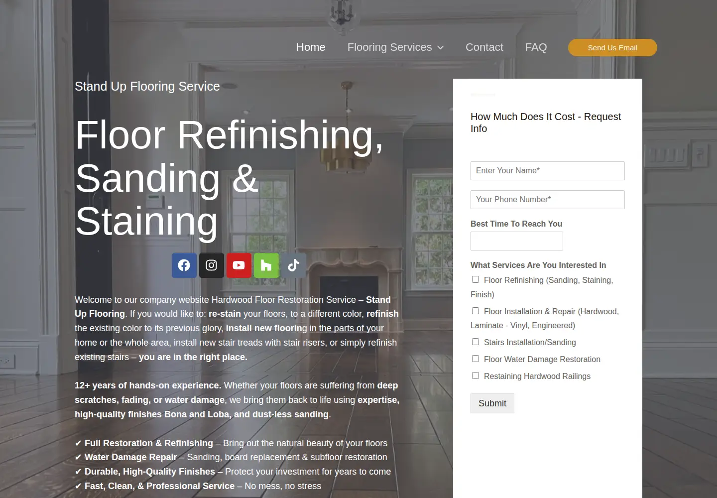Captured homepage of standupflooring.com in the current scan