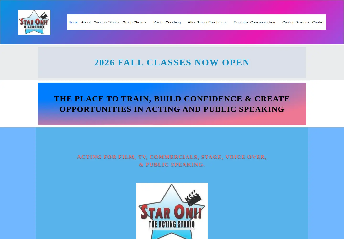 Screenshot of starontheactingstudio.com