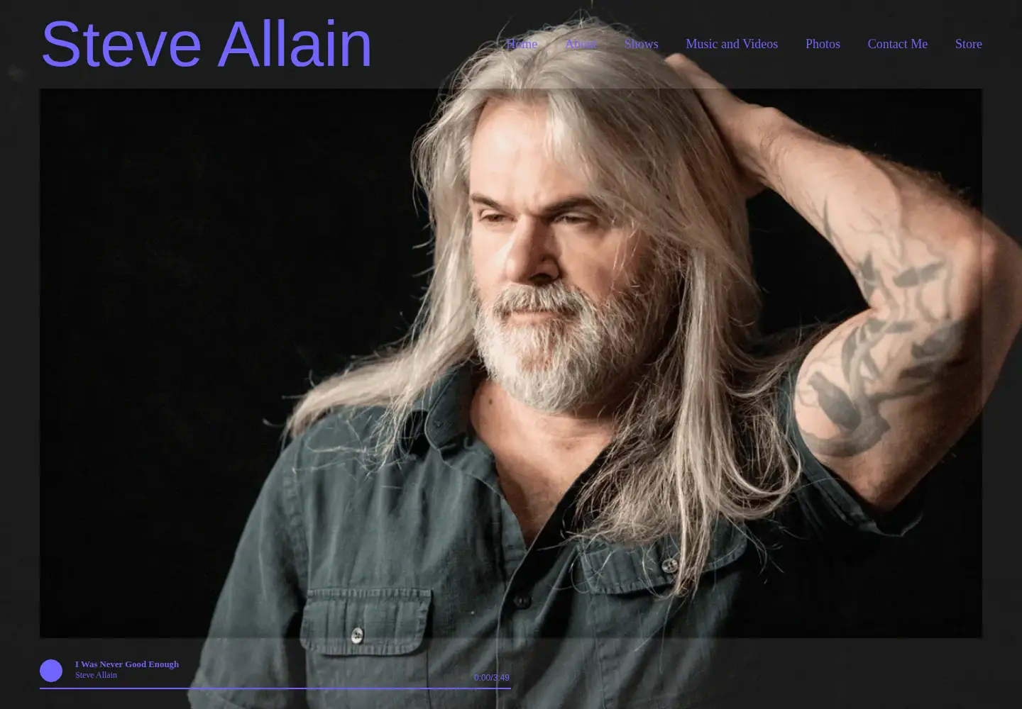Captured homepage of steveallain.com in the current scan