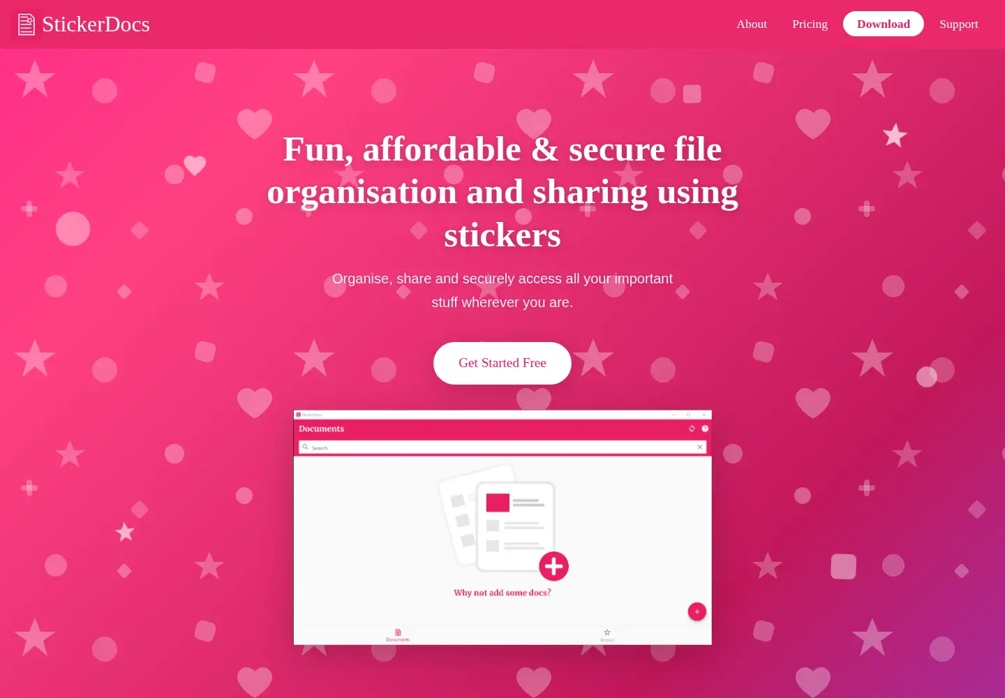 Screenshot of stickerdocs.com