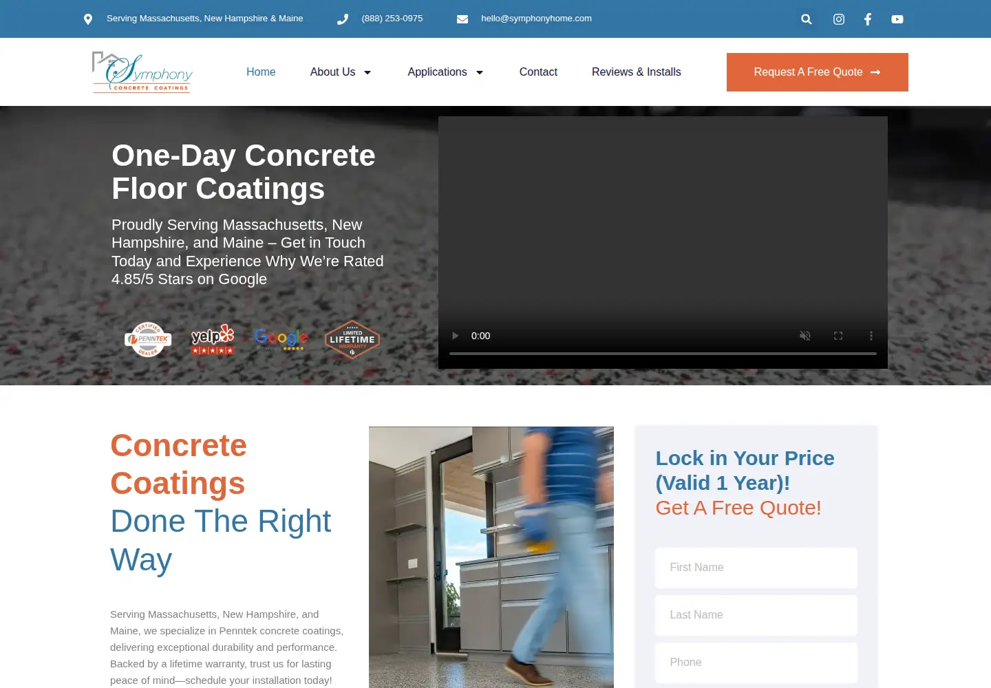 Captured homepage of symphonyconcretecoatings.com in the current scan
