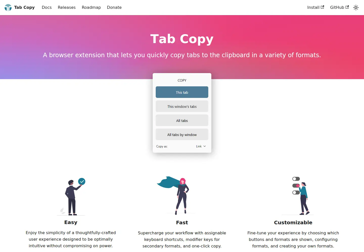 Captured homepage of tabcopy.com in the current scan