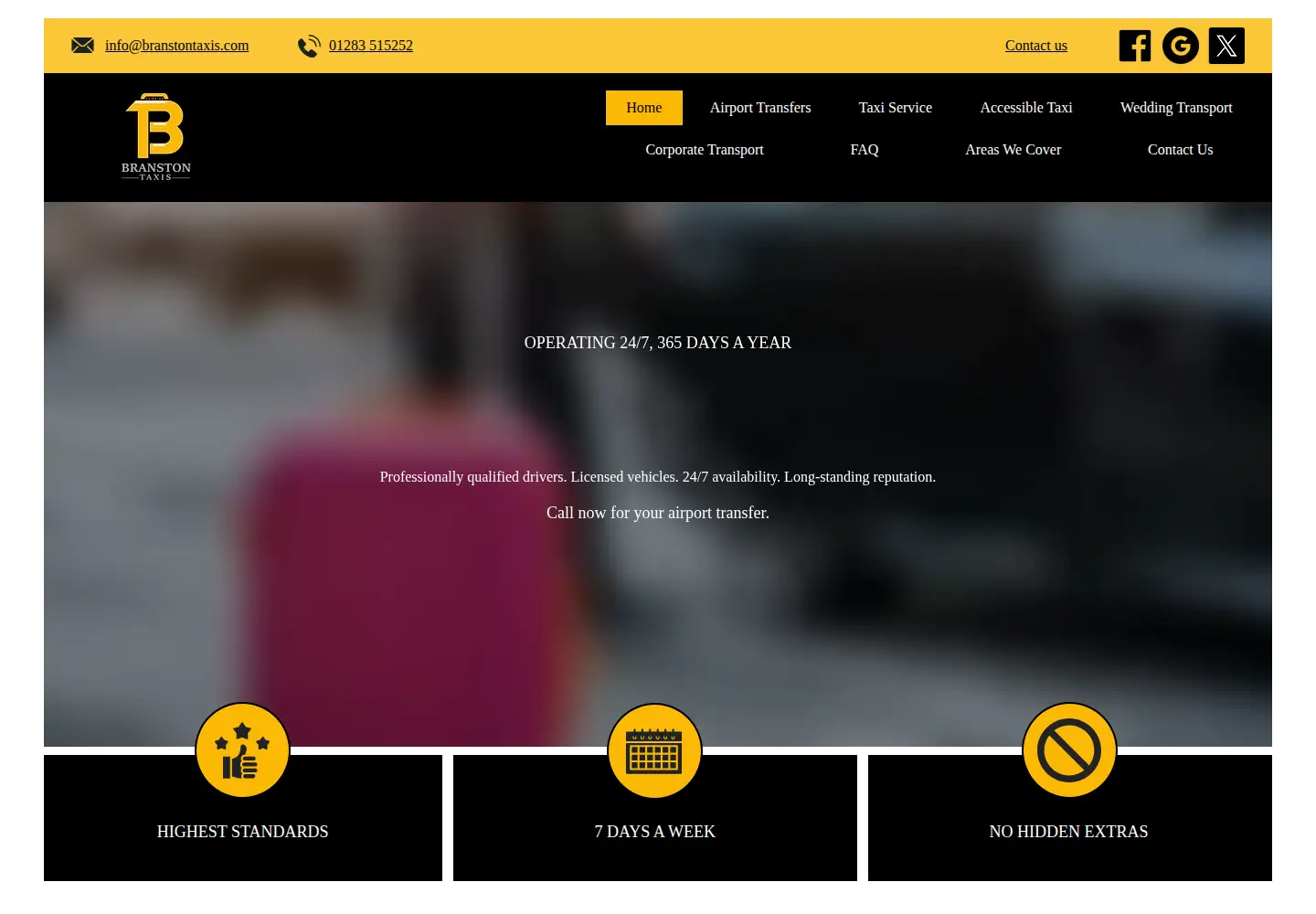 Captured homepage of taxiburton.com in the current scan