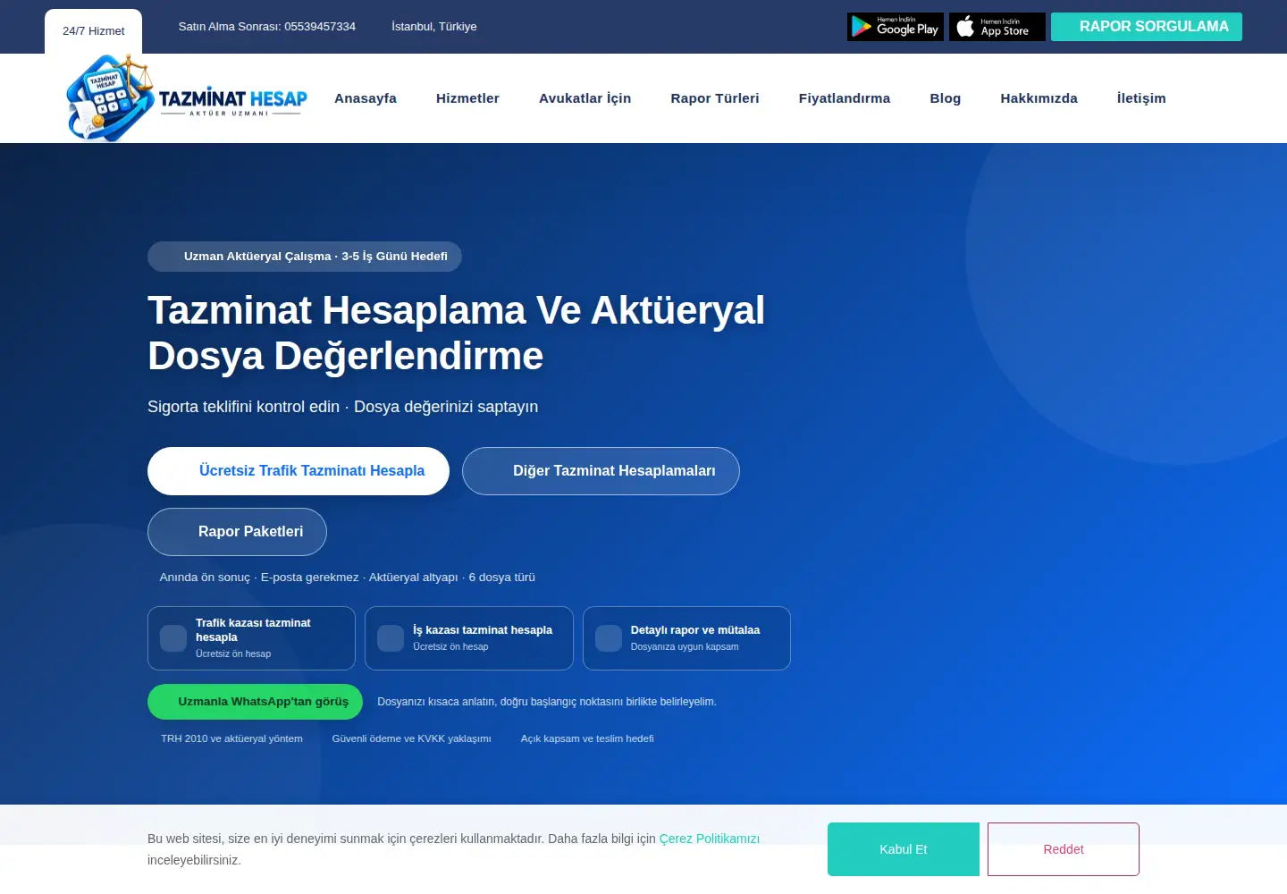 Screenshot of tazminathesap.com