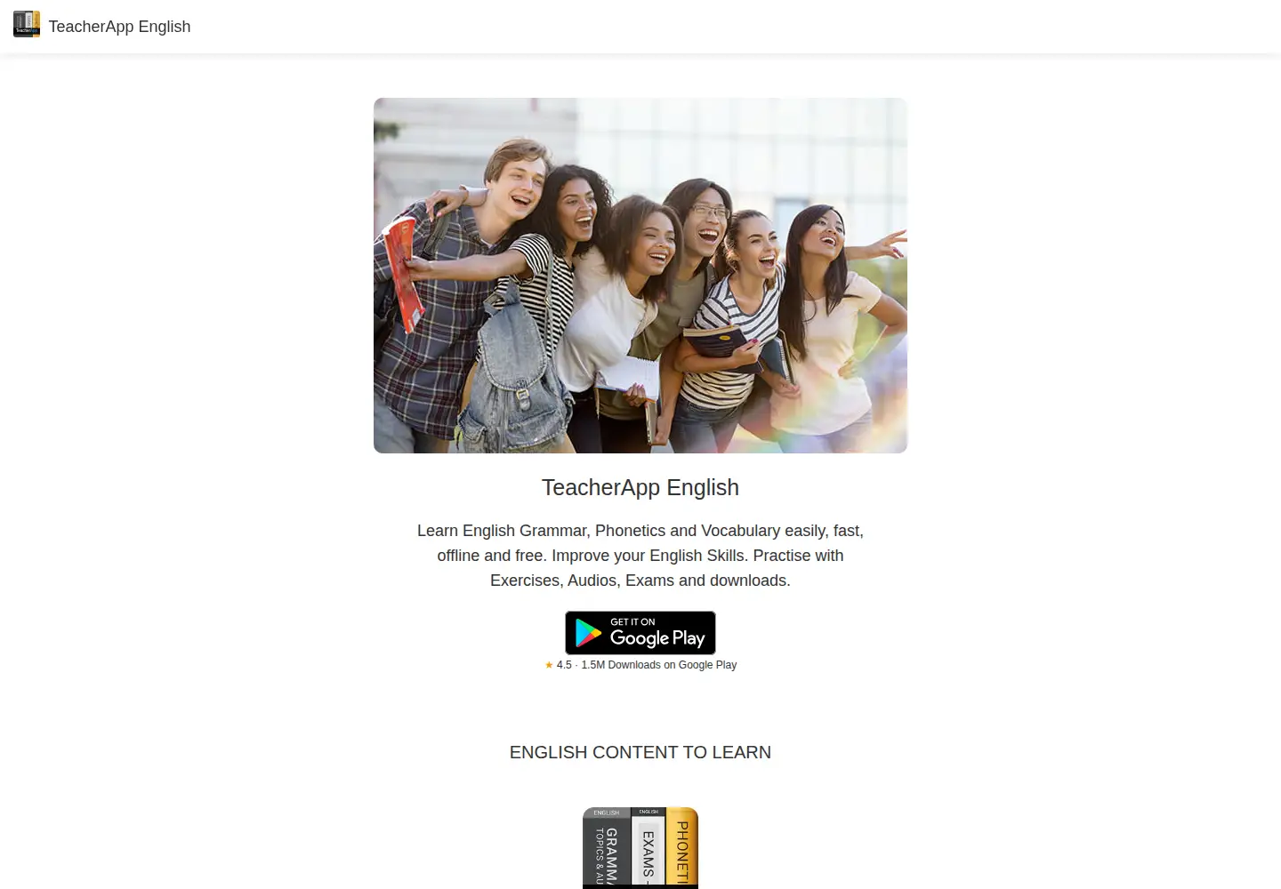 Screenshot of teacherappenglish.com