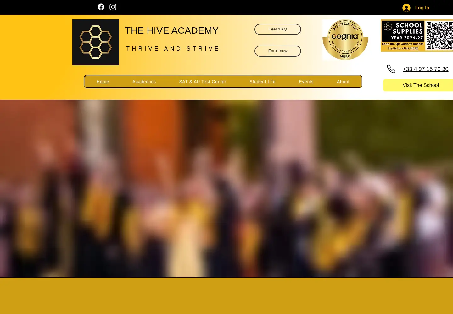 Captured homepage of thehiveacademy.com in the current scan