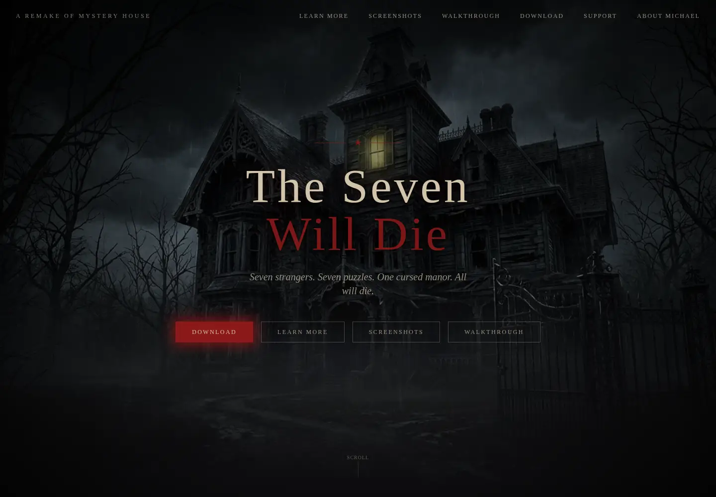 Captured homepage of thesevenwilldie.com in the current scan