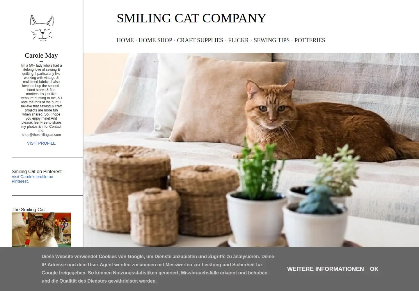 Captured homepage of thesmilingcat.com in the current scan