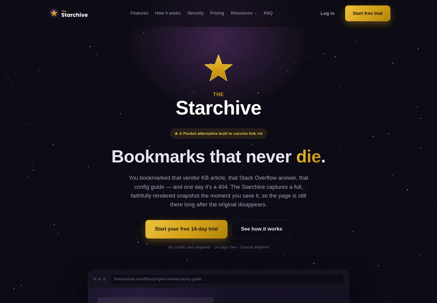 Screenshot of thestarchive.com