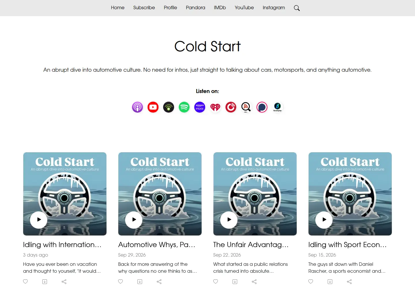 Captured homepage of thisiscoldstart.com in the current scan
