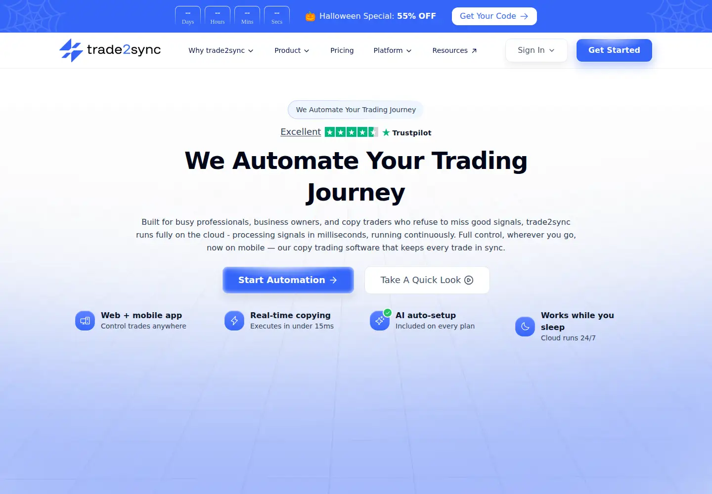 Captured homepage of trade2sync.com in the current scan