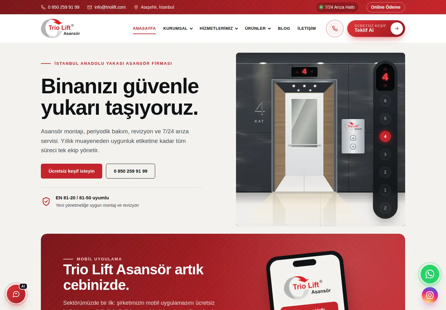 Captured homepage of triolift.com in the current scan