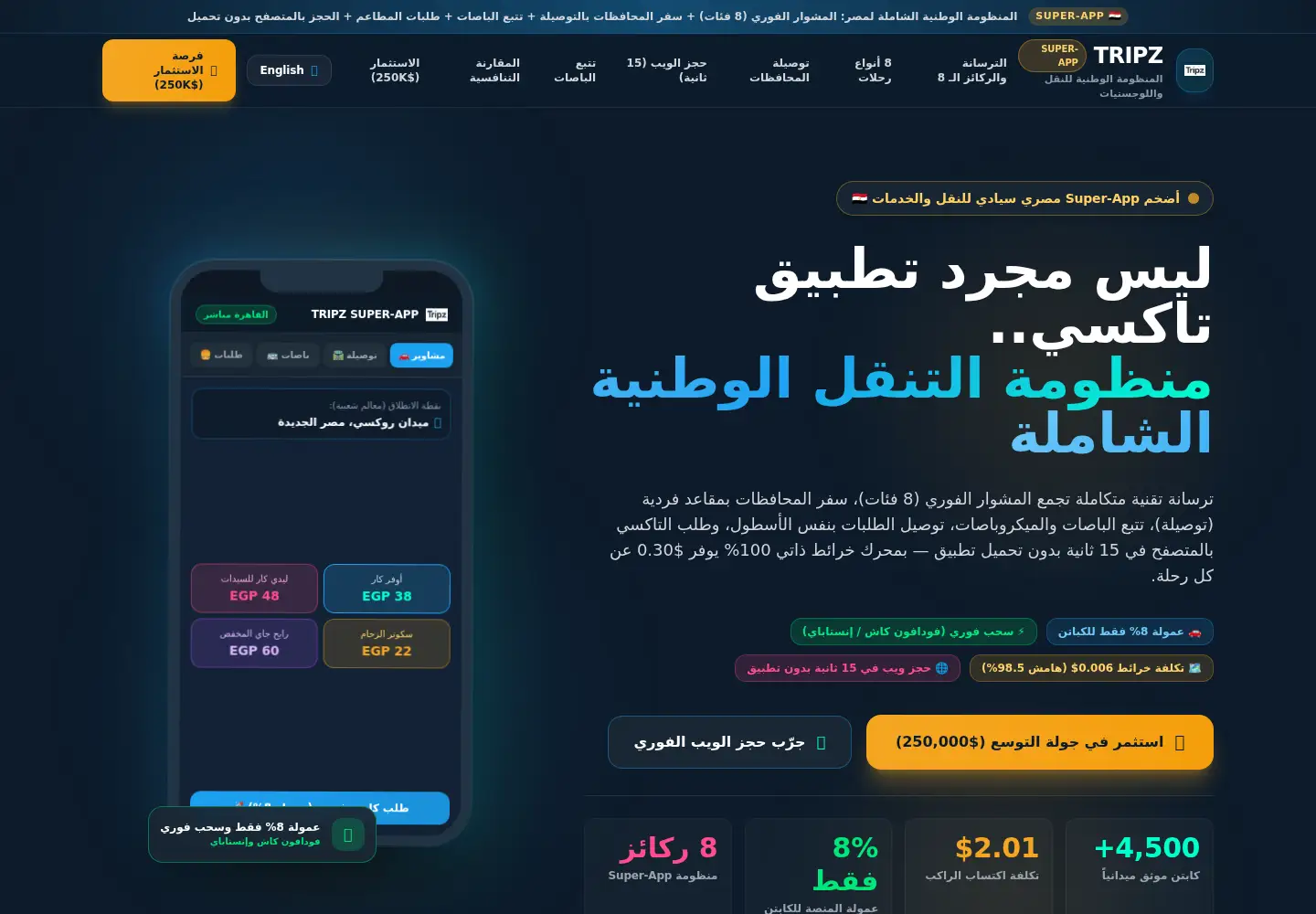 Screenshot of tripz-egypt.com