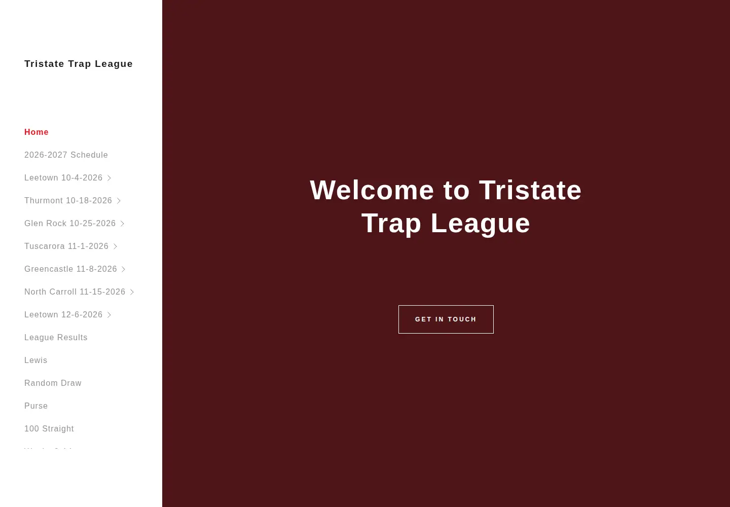 Captured homepage of tristatetrapleague.com in the current scan