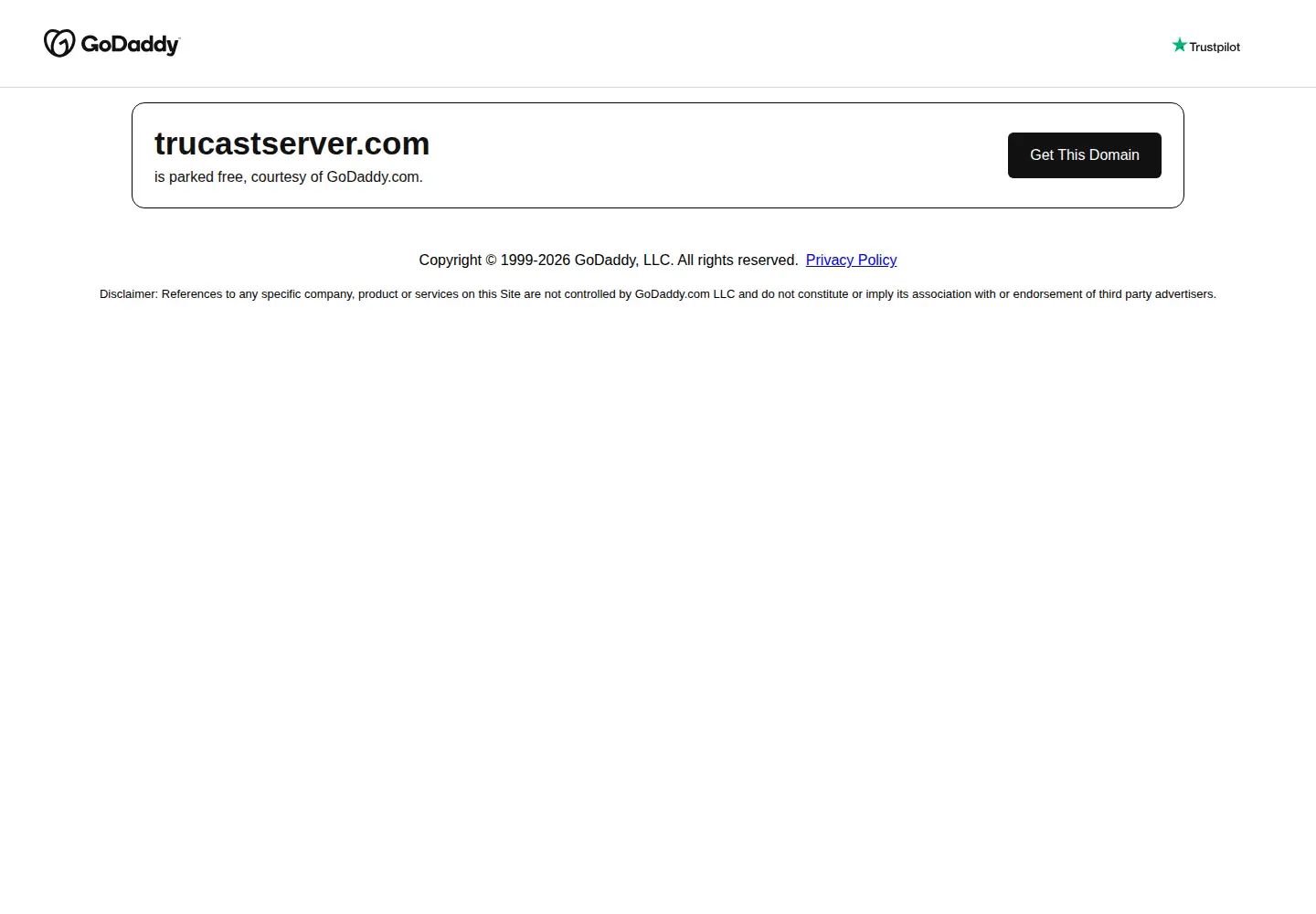 Captured homepage of trucastserver.com in the current scan