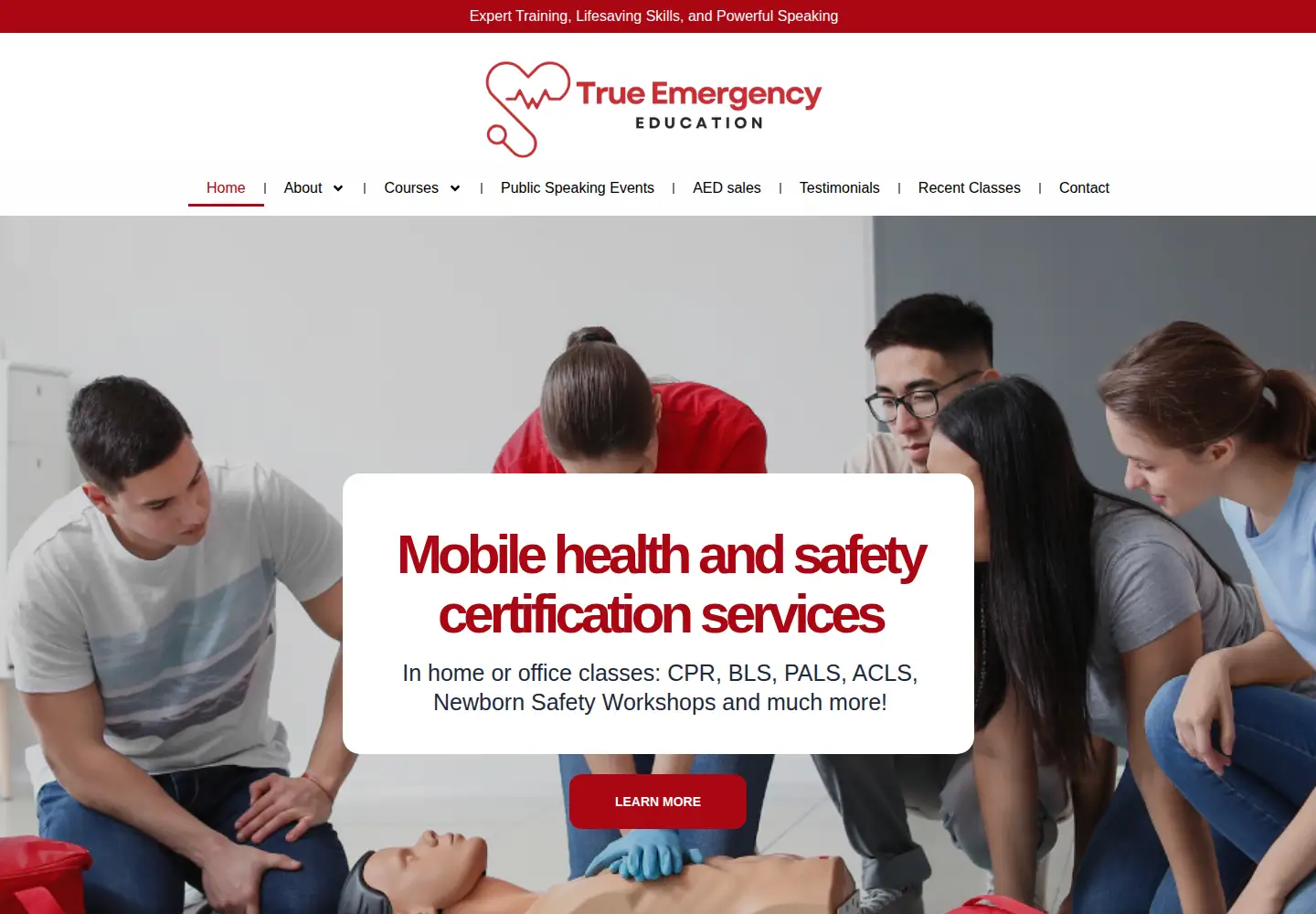Captured homepage of trueemergencyeducation.com in the current scan