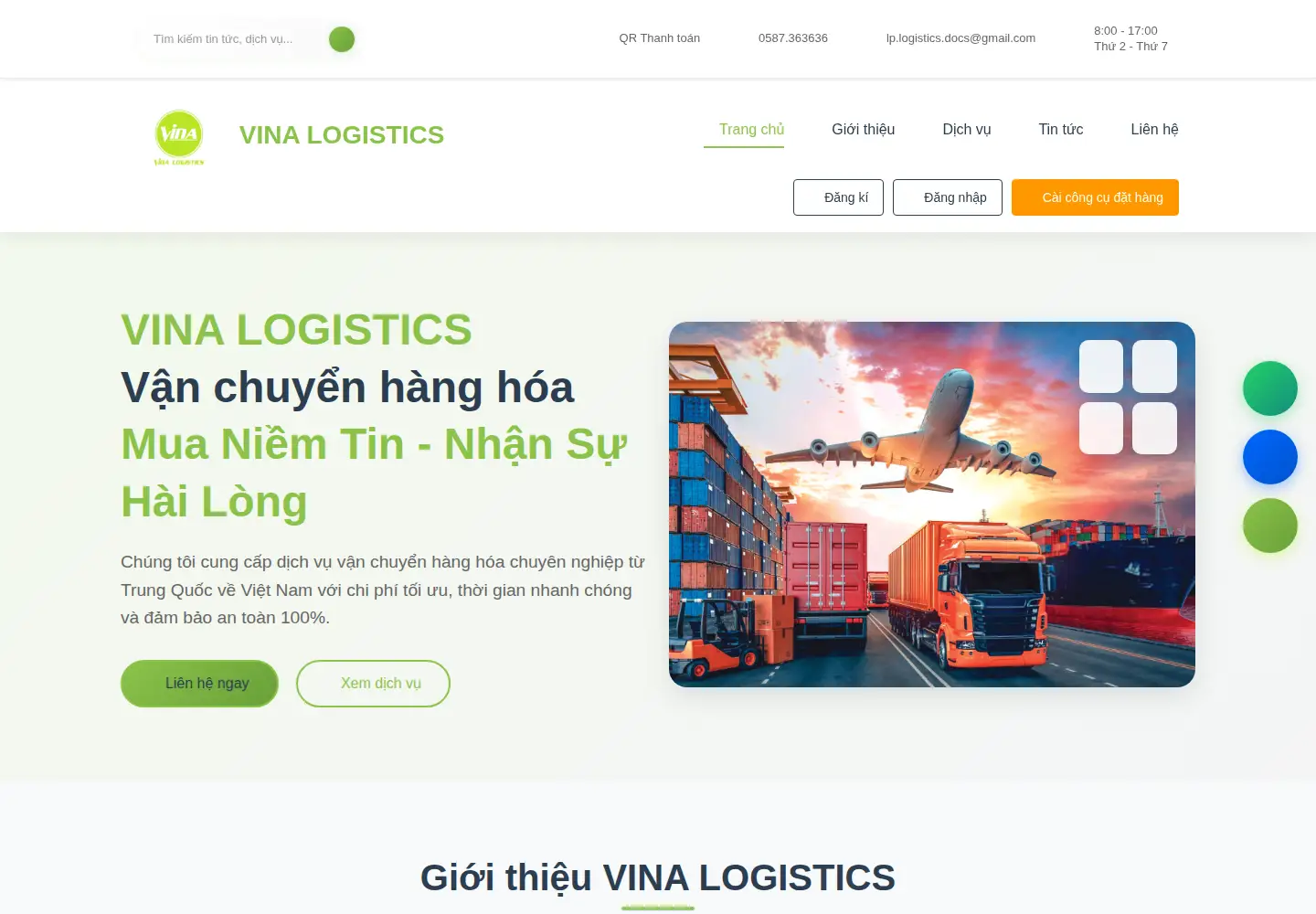 Captured homepage of truongvinalogistics.com in the current scan