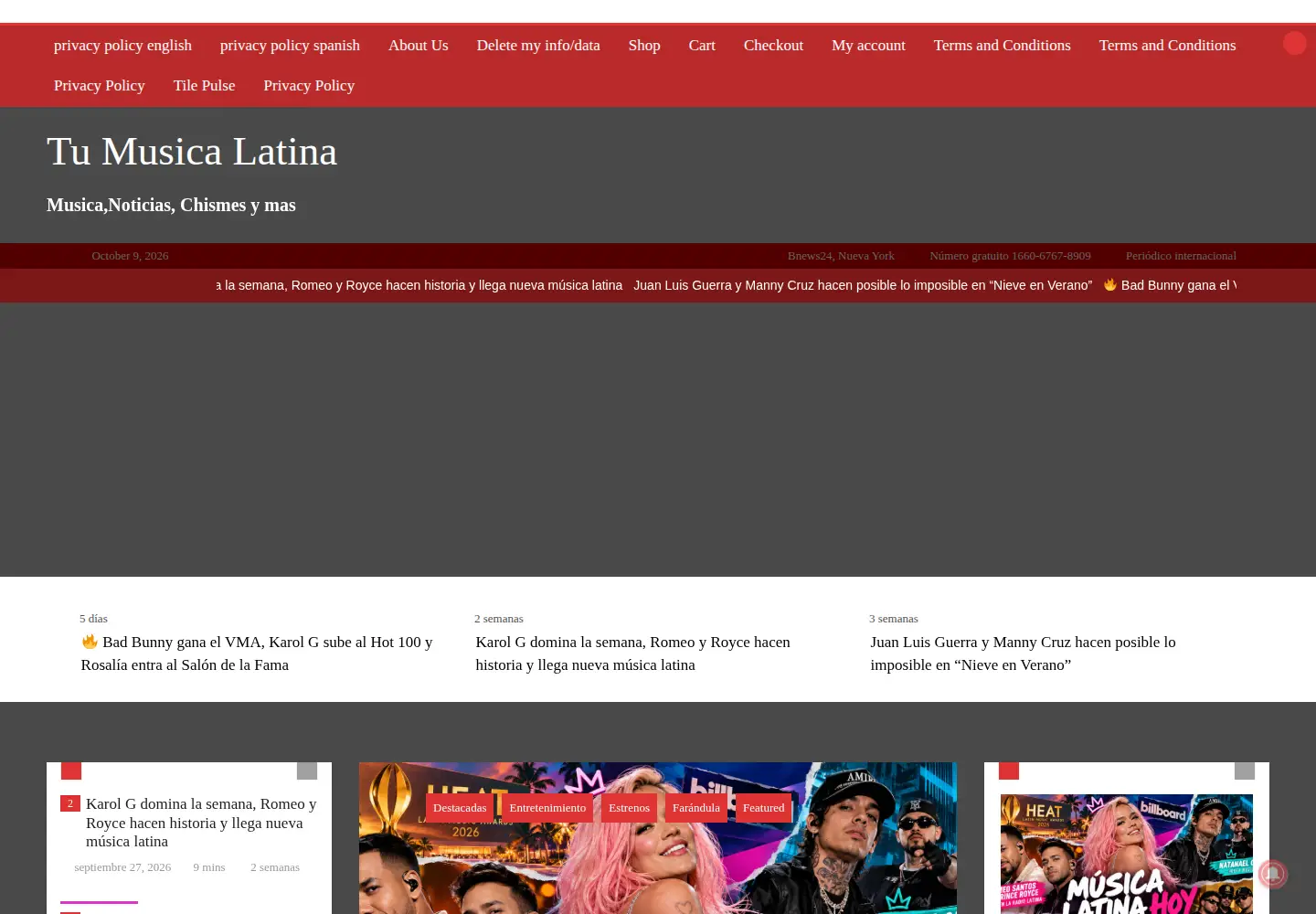 Captured homepage of tumusicalatina.com in the current scan