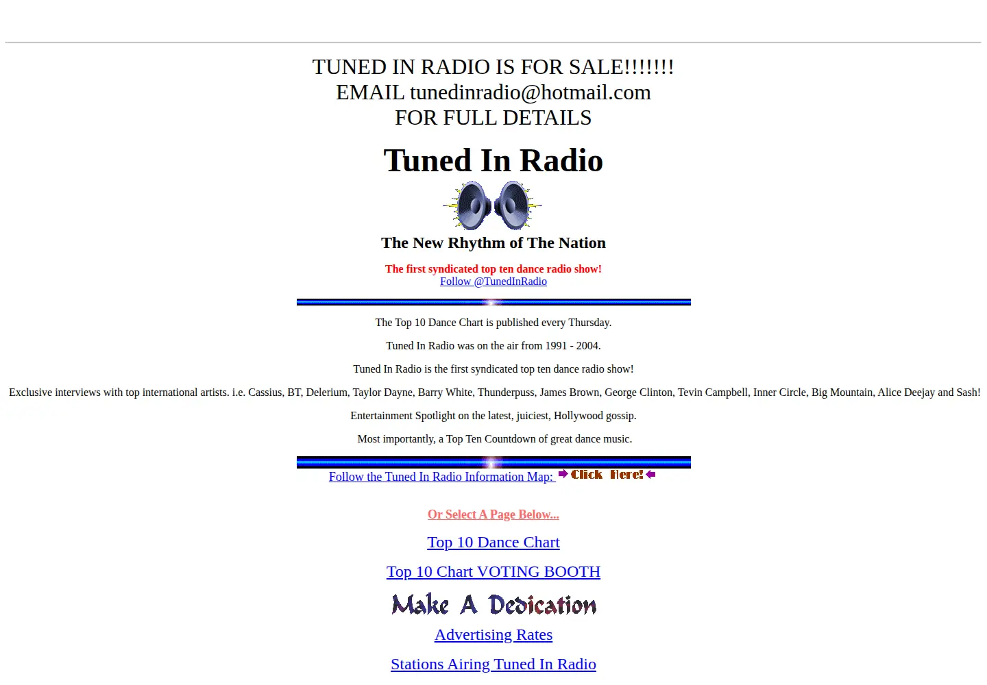 Screenshot of tunedinradio.com