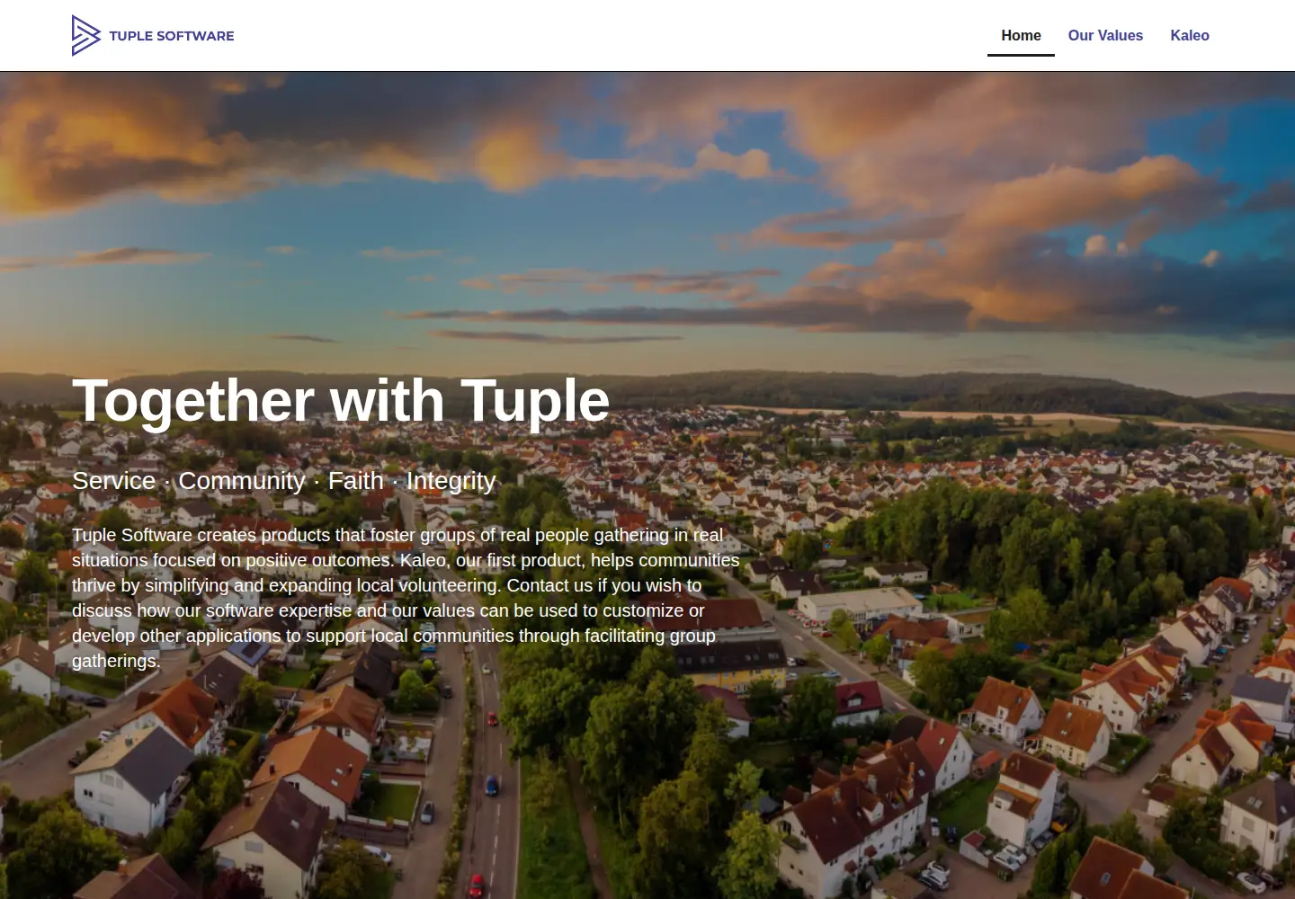 Captured homepage of tuplesoftware.com in the current scan
