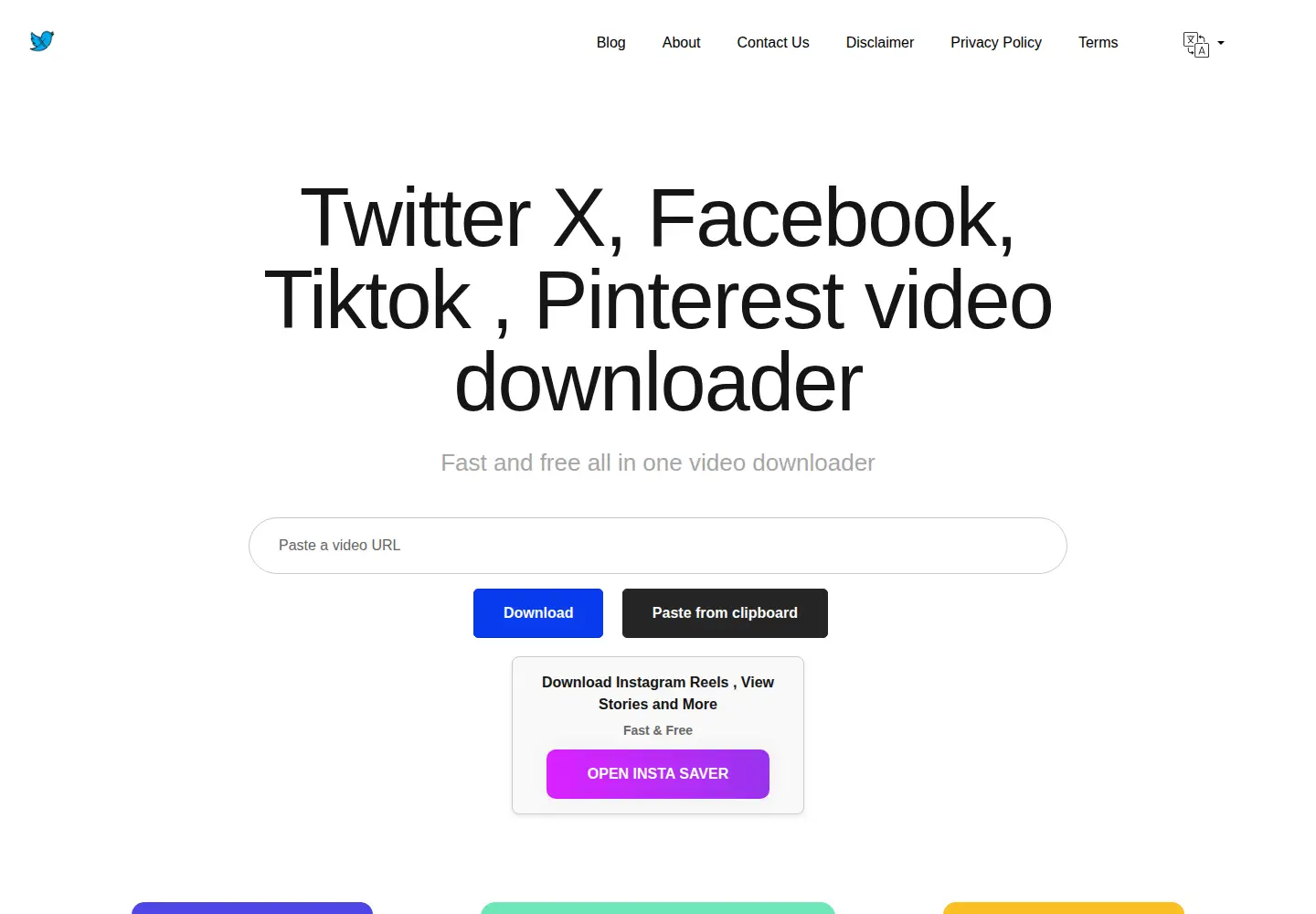Captured homepage of twittertomp4.com in the current scan