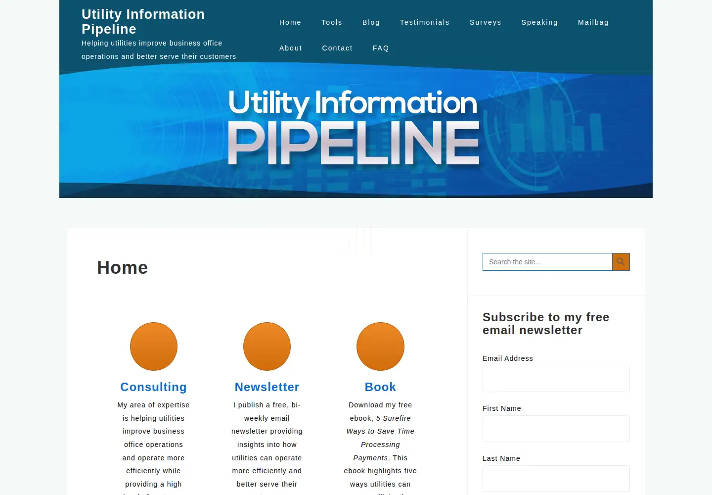 Captured homepage of utilityinformationpipeline.com in the current scan
