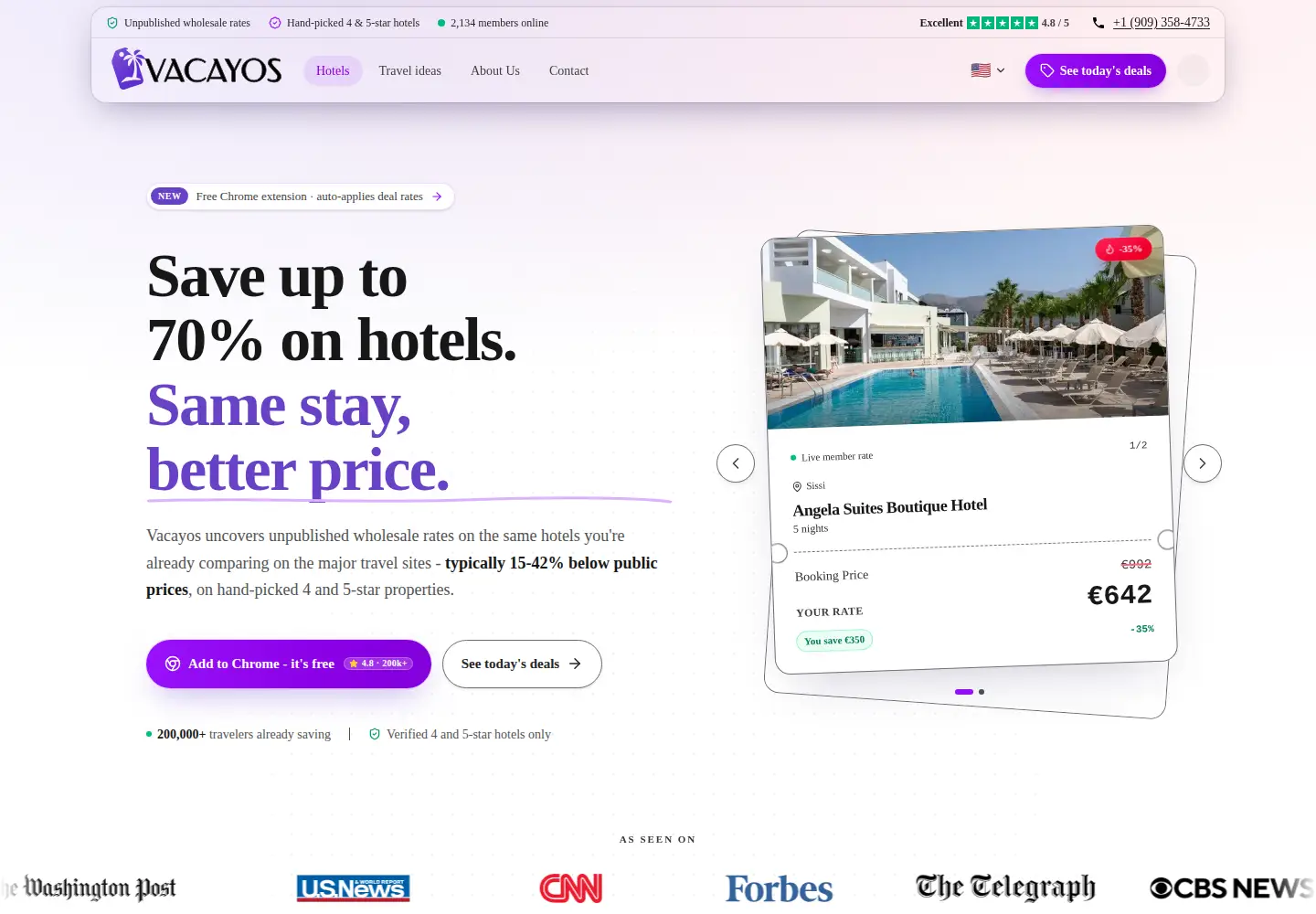 Captured homepage of vacayos.com in the current scan