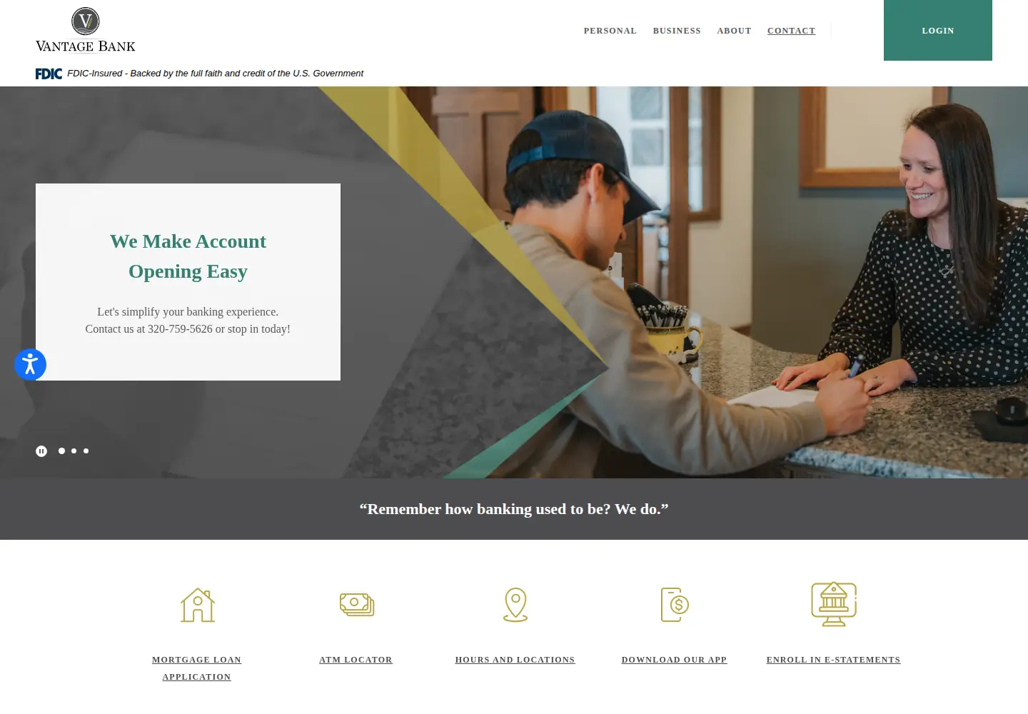 Screenshot of vantagebankmn.com
