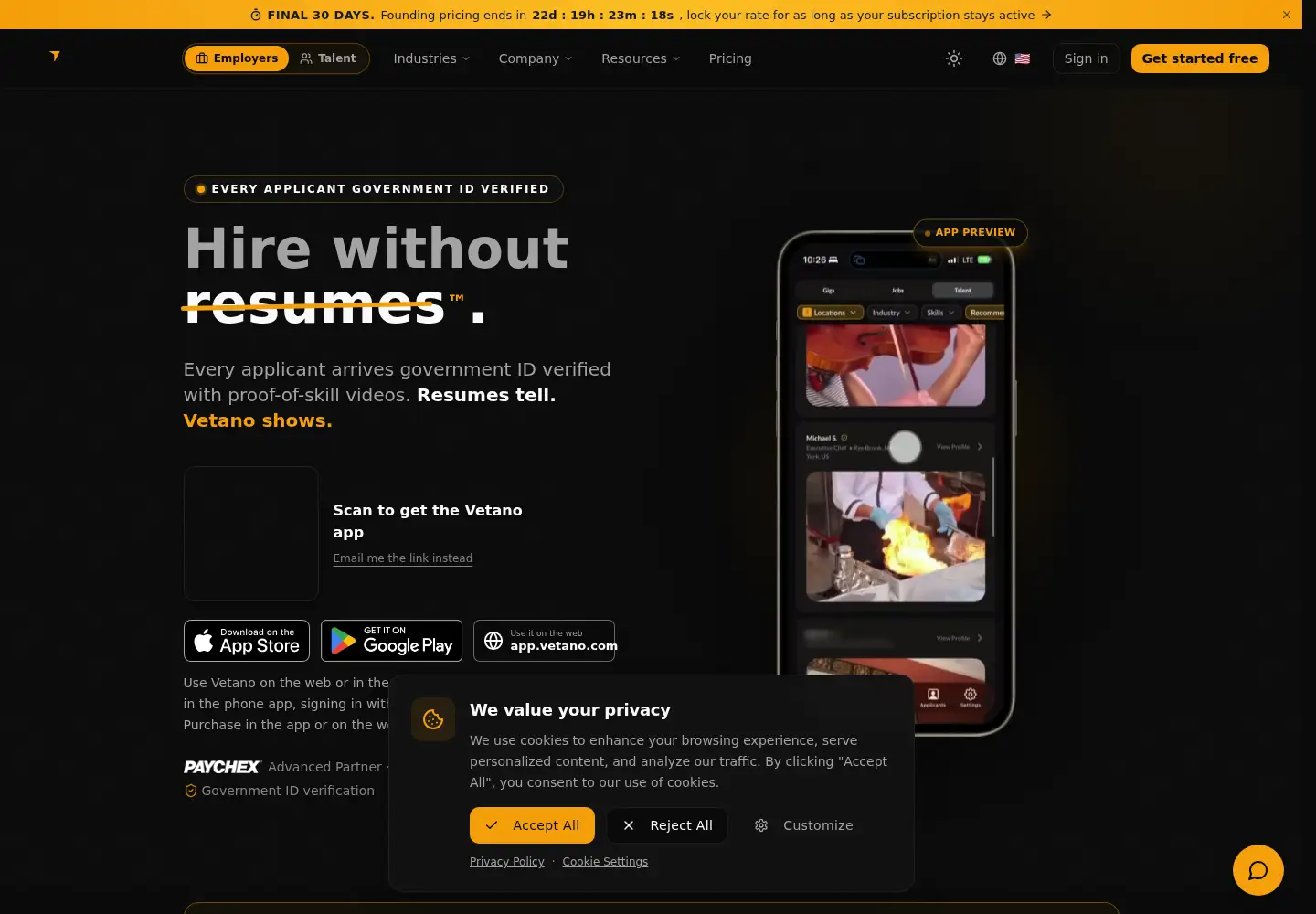 Screenshot of vetano.com