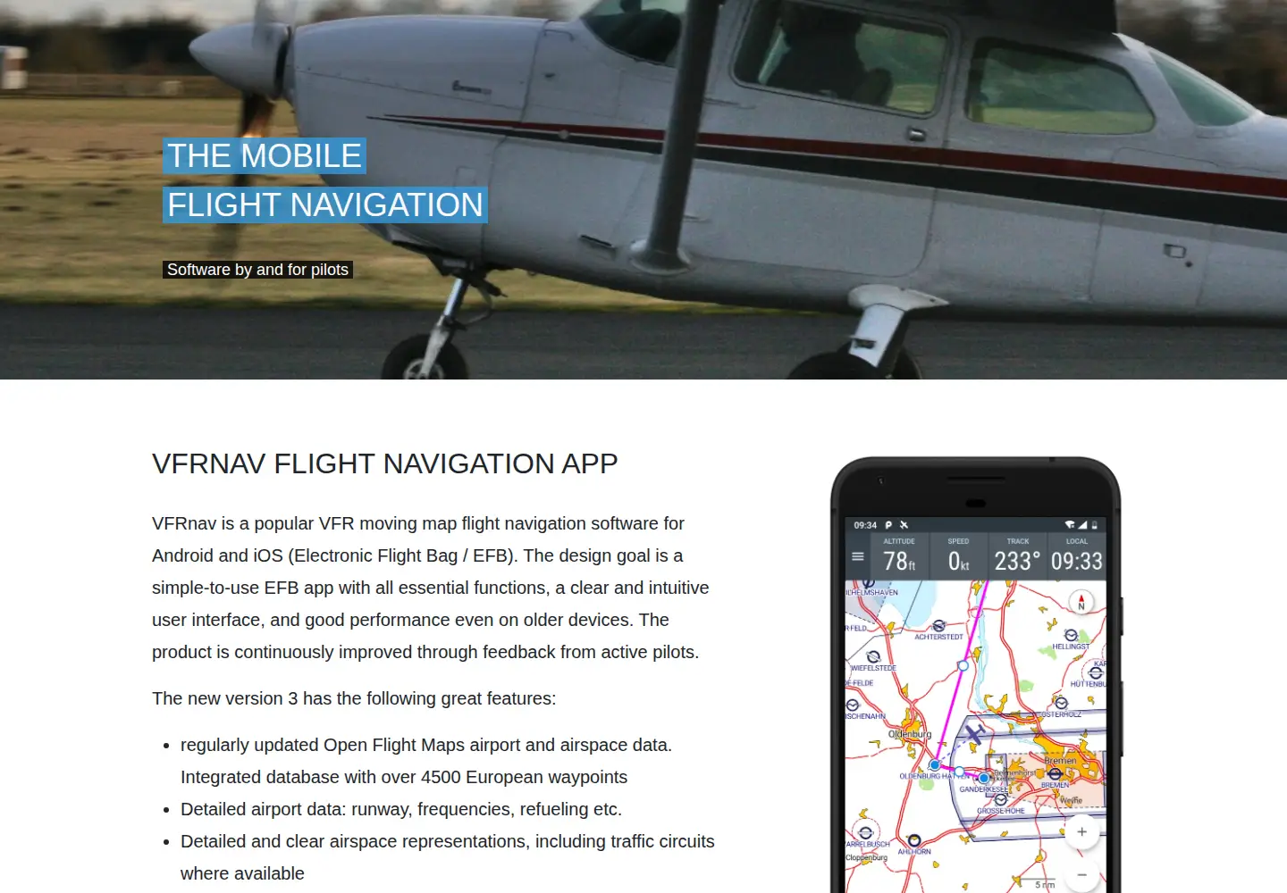 Captured homepage of vfrnav.com in the current scan