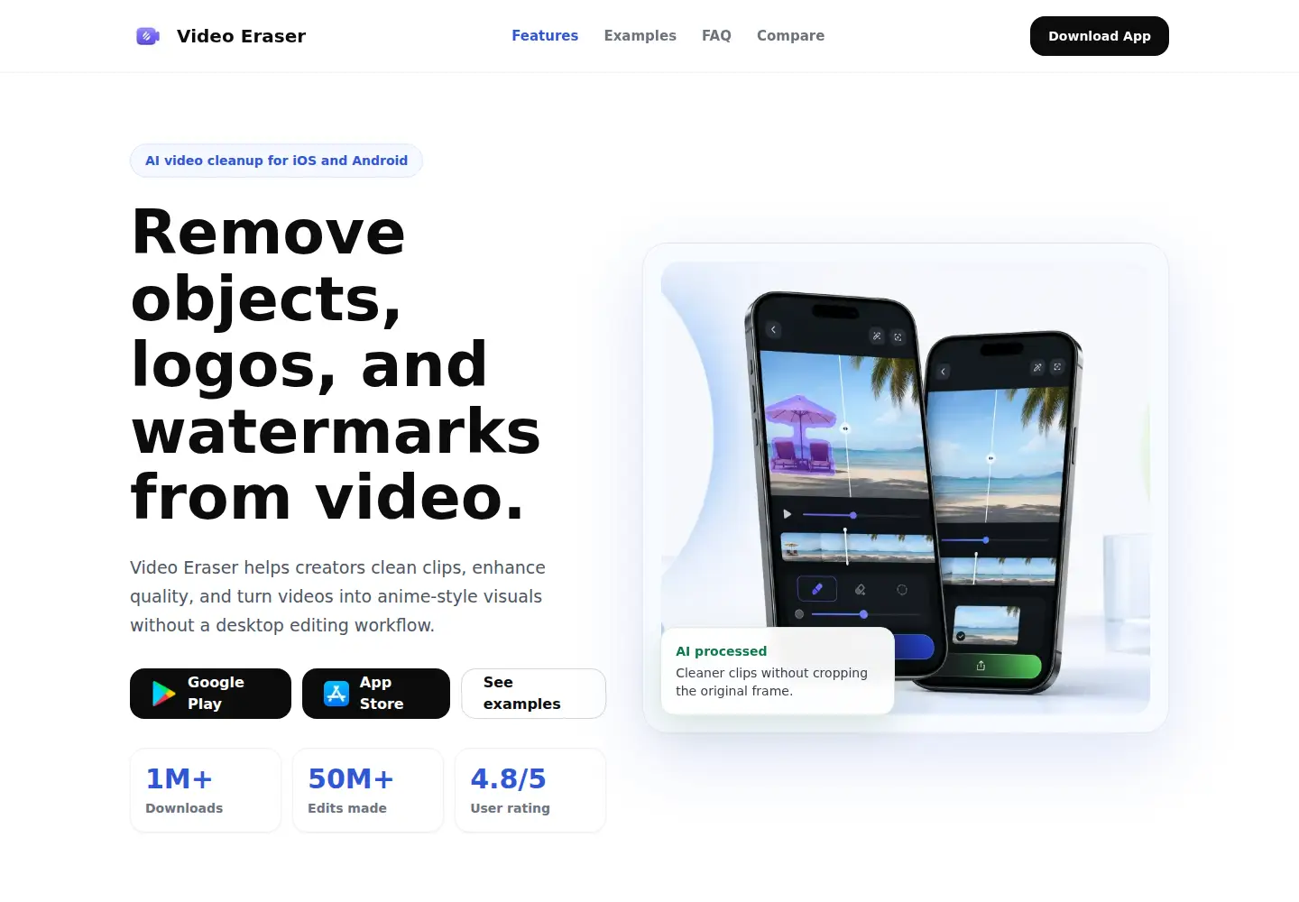 Captured homepage of videoeraser.com in the current scan