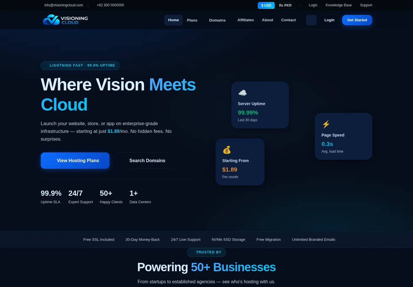 Captured homepage of visioningcloud.com in the current scan