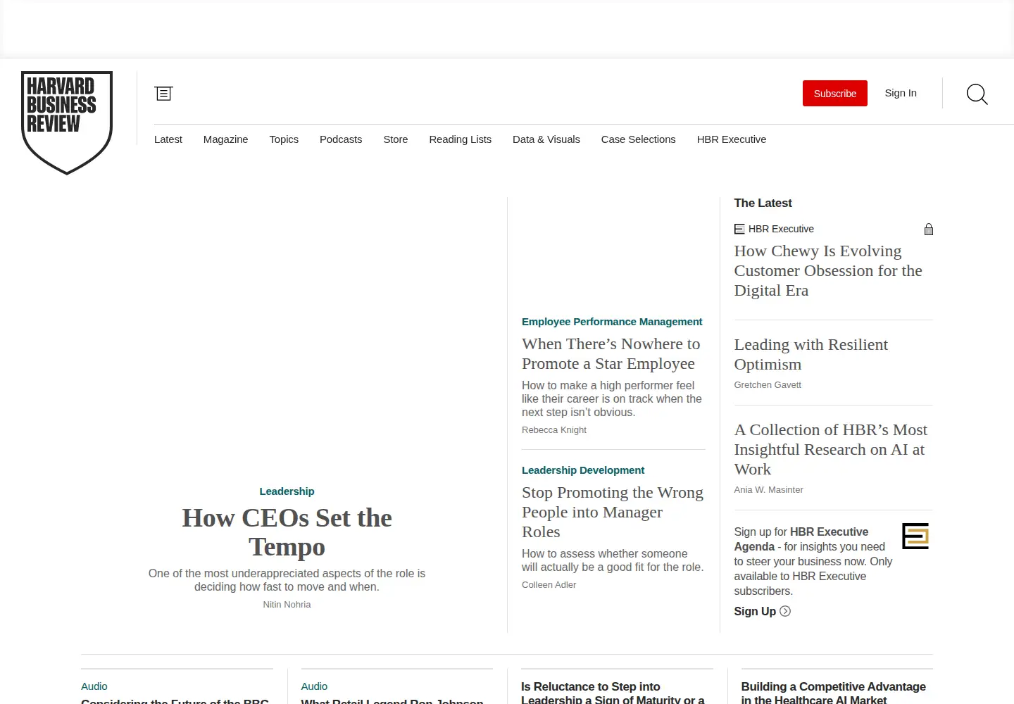 Screenshot of hbr.org