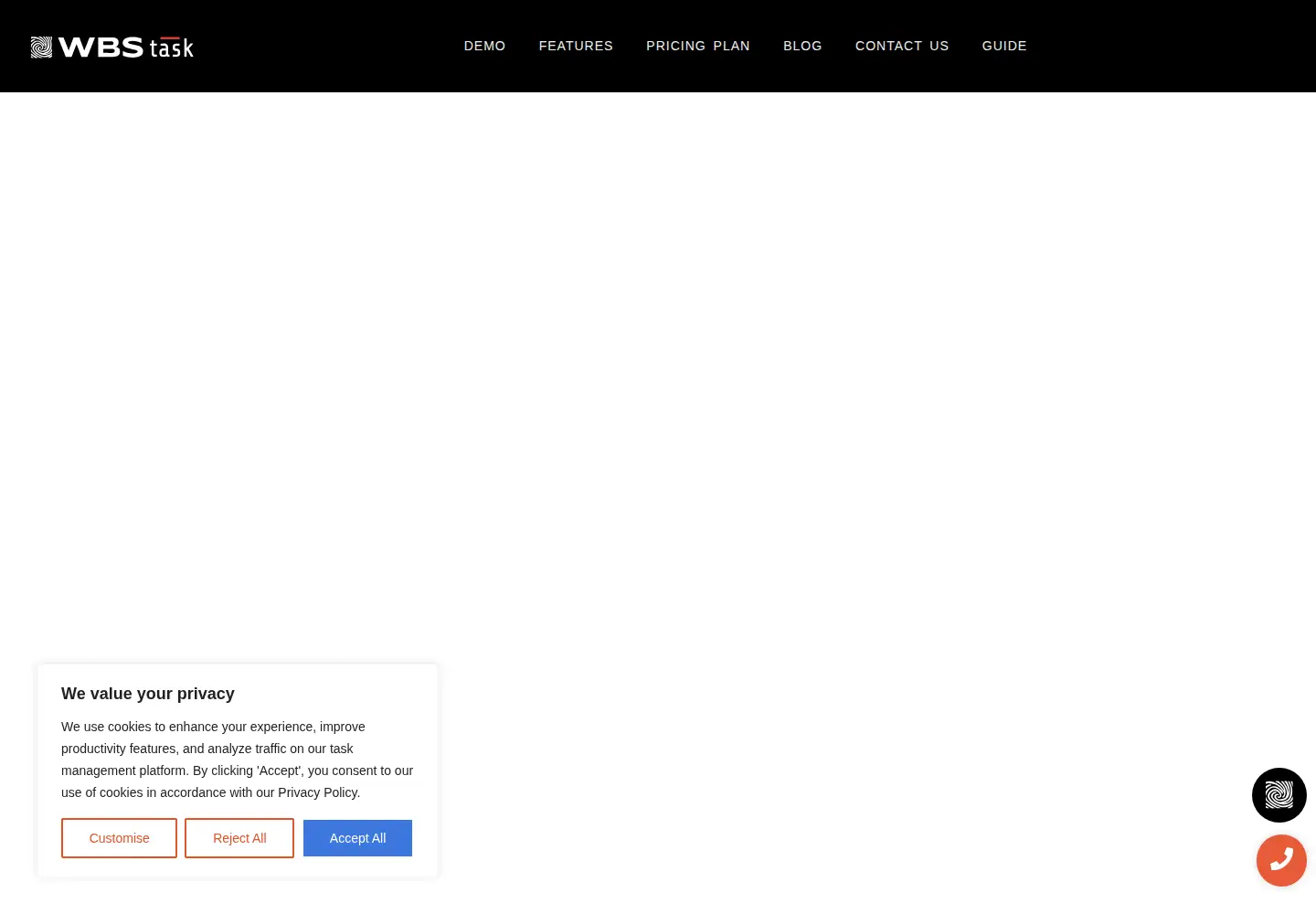 Captured homepage of wbstask.com in the current scan